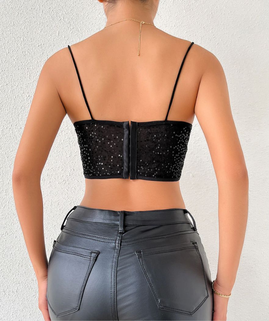 Svart bustier-korsett-topp