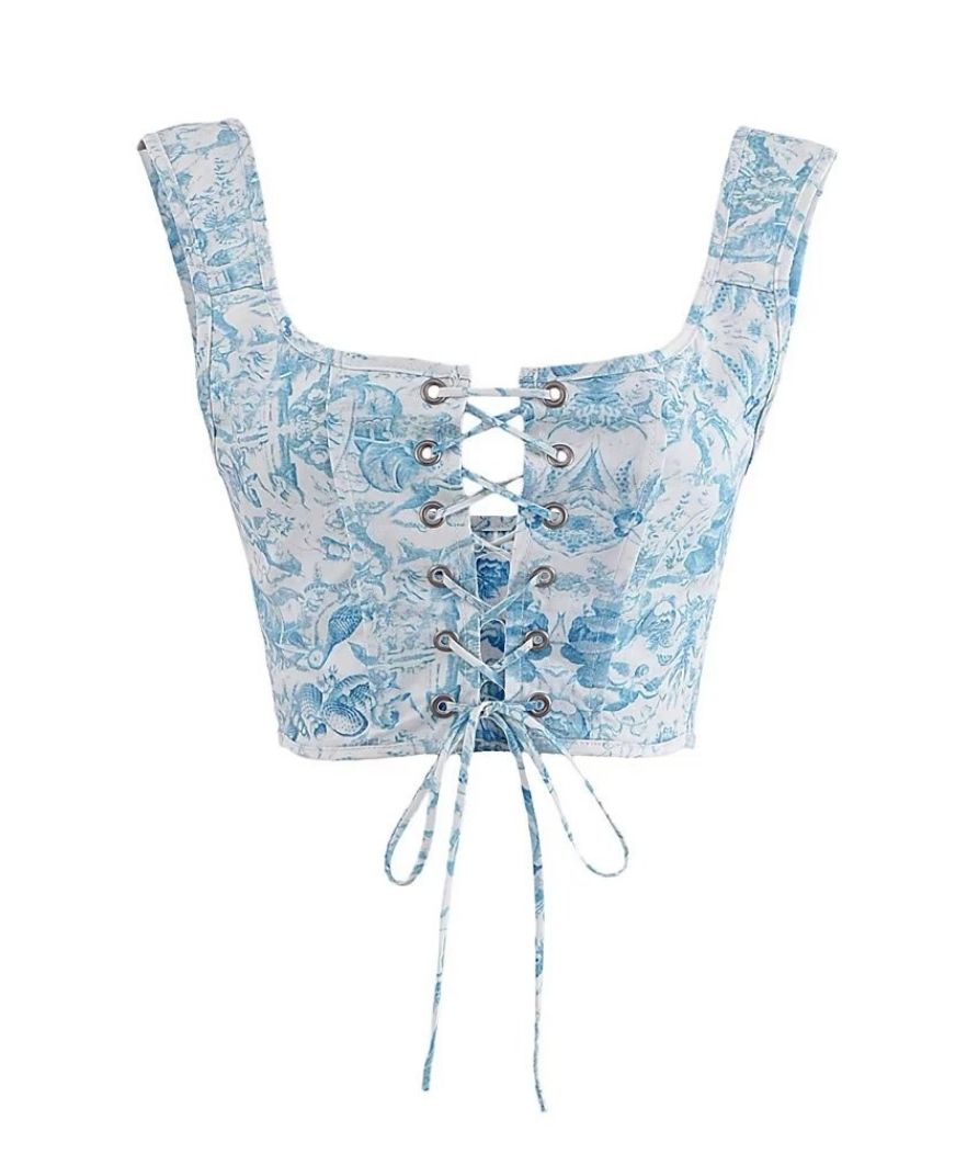 Turkos korsett-top med bustier