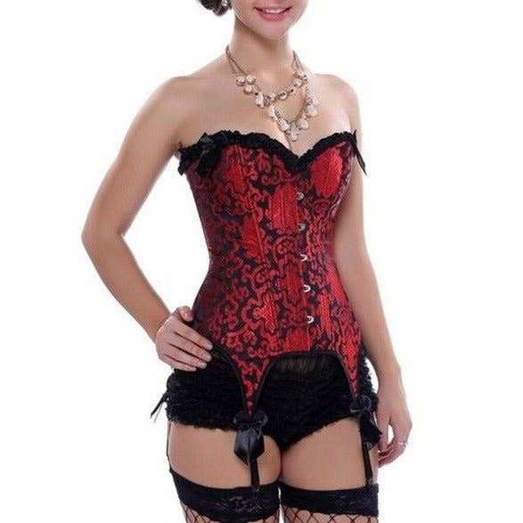 Burlesque bustier-korset med Bella-strømpebælte Burlesque bustier-korset med Bella-strømpebælte