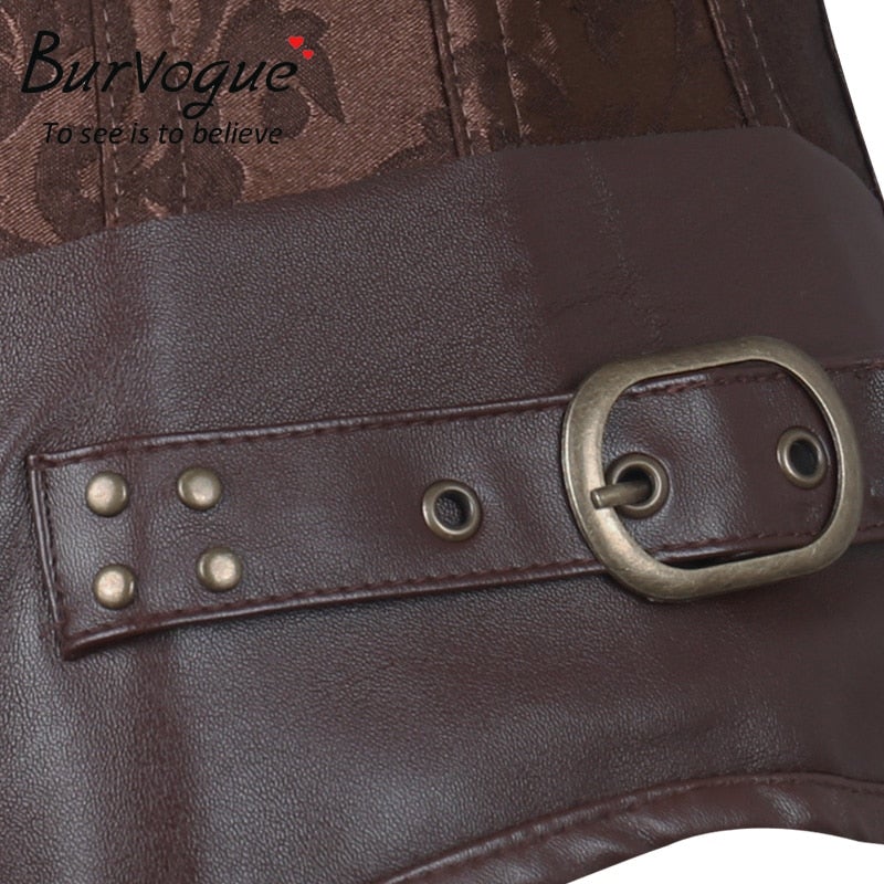 Underbust Steampunk-korsett for kvinner (brun)