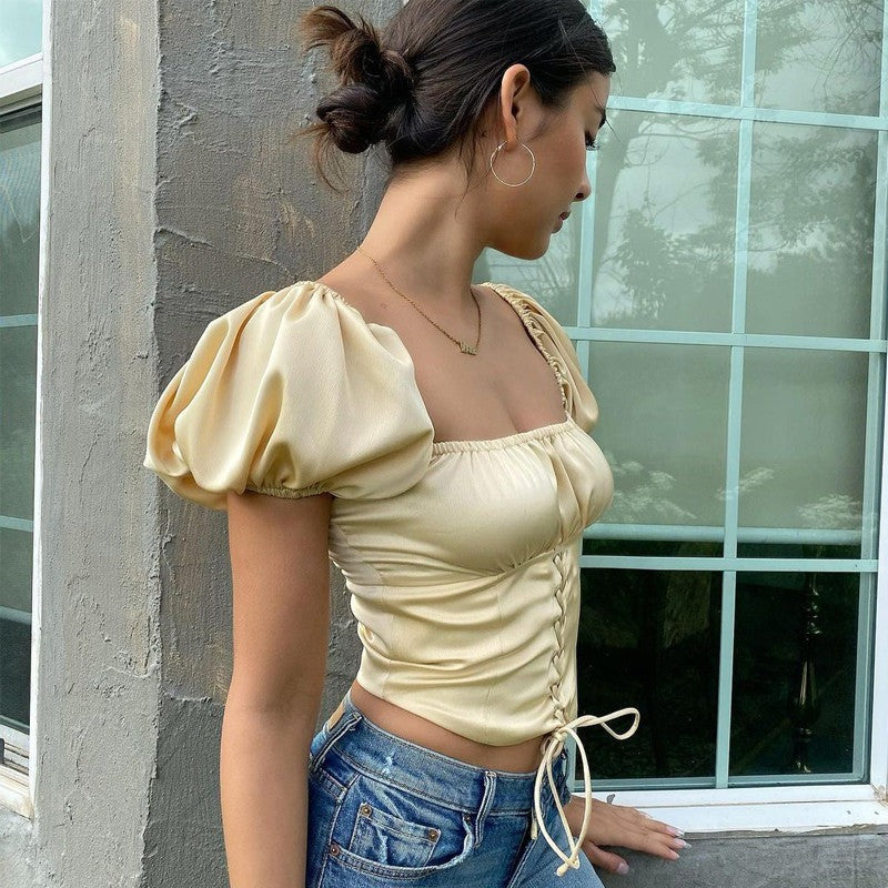 Isabella kortærmet korsettop Isabella kortærmet korsettop