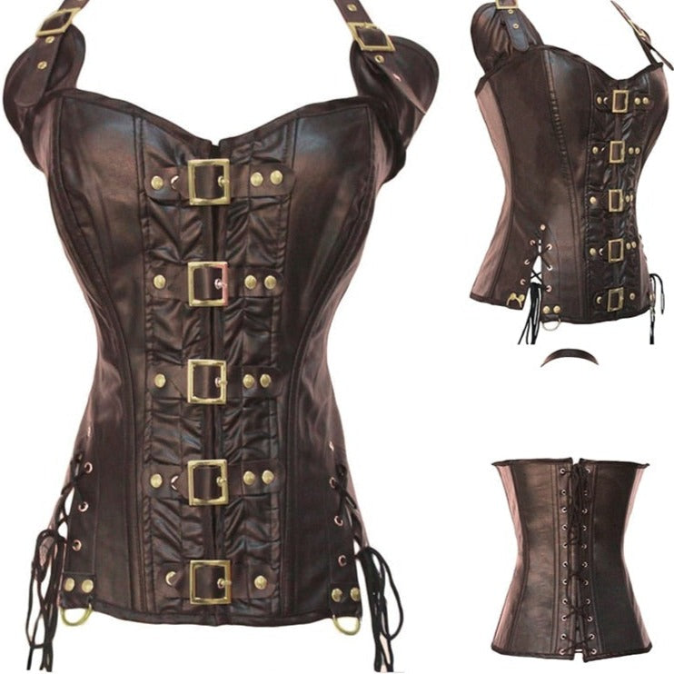 Steampunk-korset i piratstil Stor størrelse Linda Steampunk-korset i piratstil Stor størrelse Linda