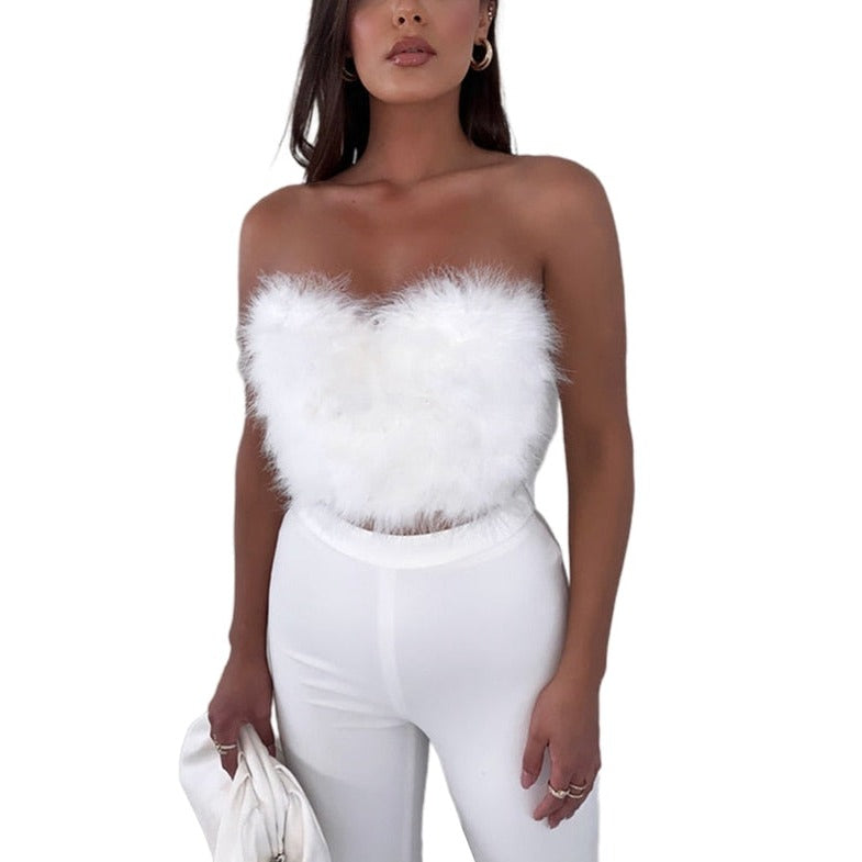 Valkoinen sulka Bustier-topp