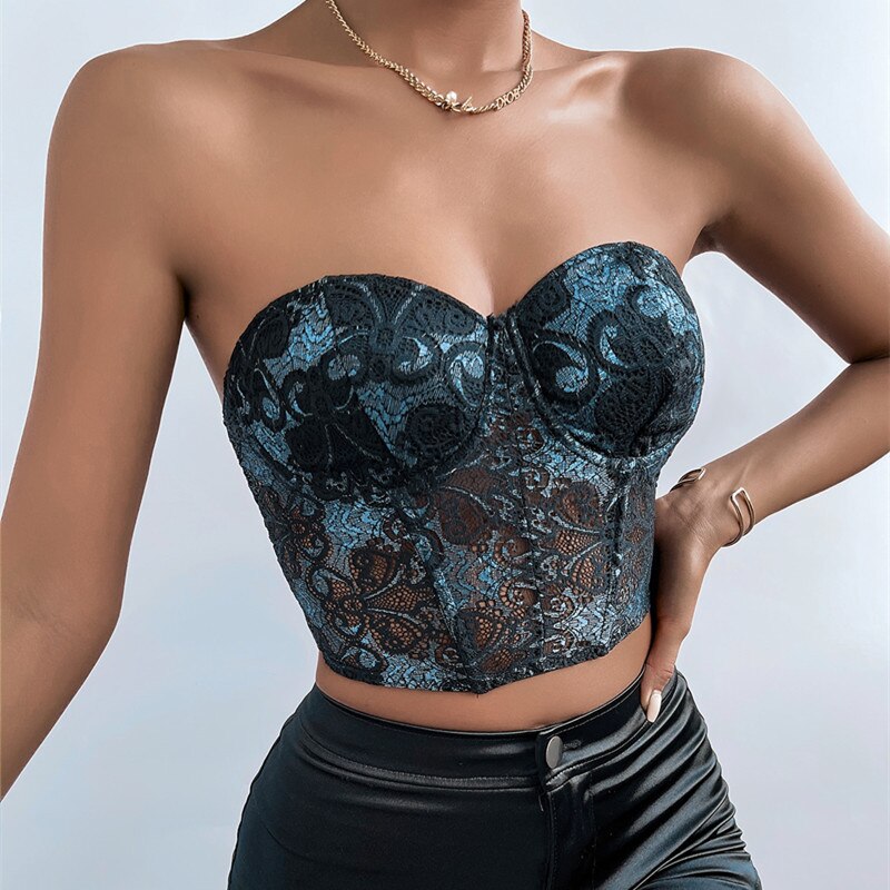 Bustier Top Blå Transparent Bustier Top Blå Transparent