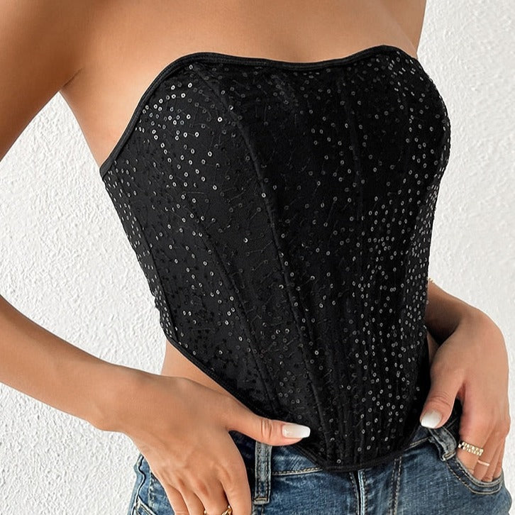 Bustier med svarte paljetter rücken Bustier med svarte paljetter rücken