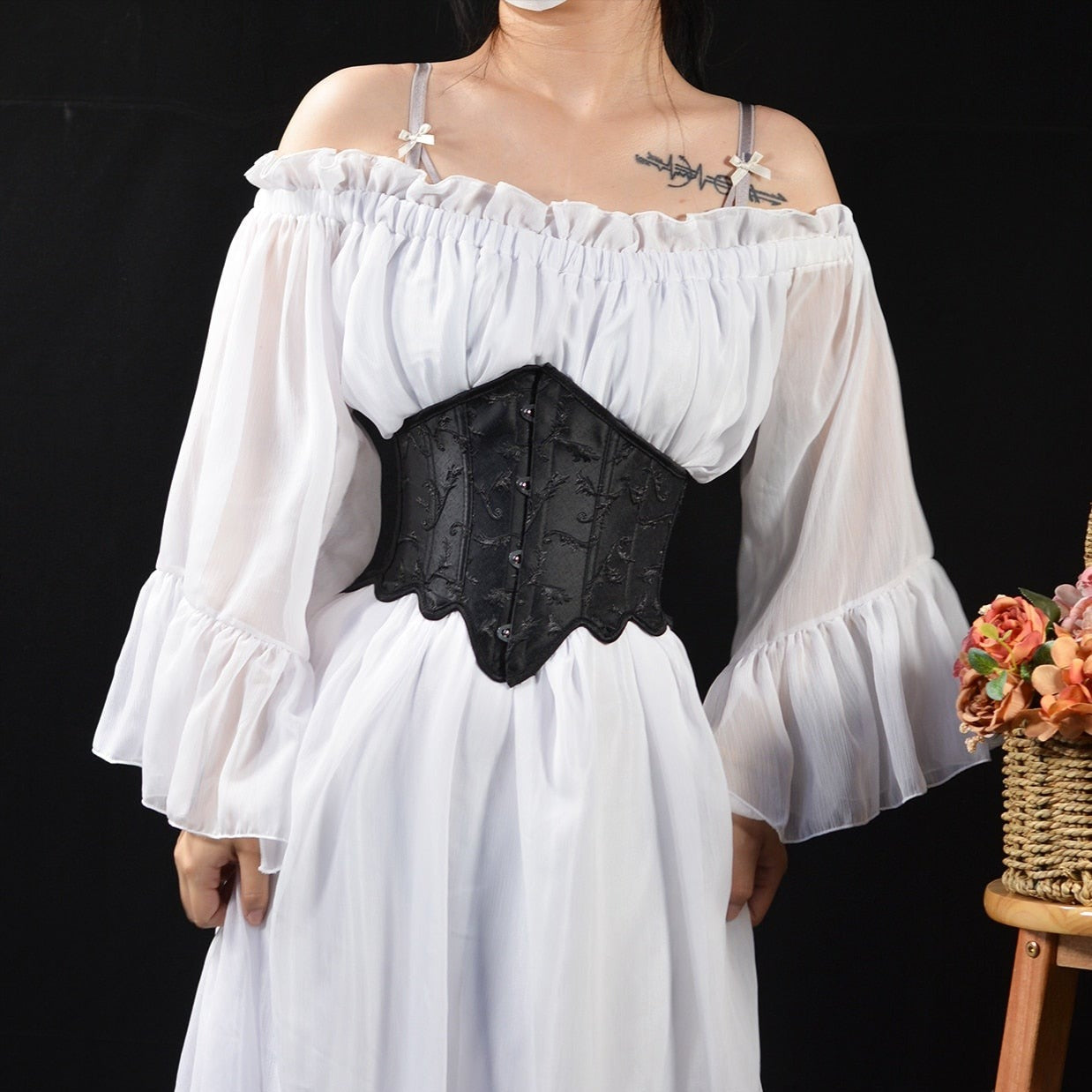 Черен готически корсет Underbust