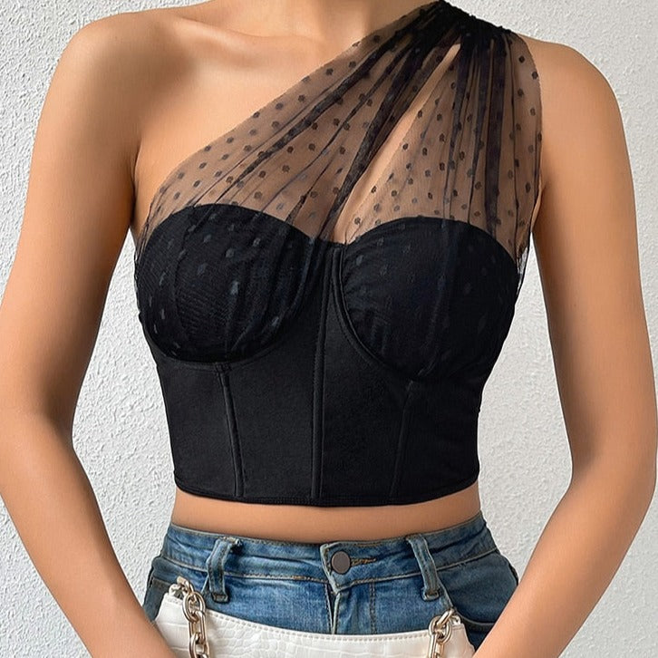 Drapert svart bustier etter ryggoperasjon Drapert svart bustier etter ryggoperasjon