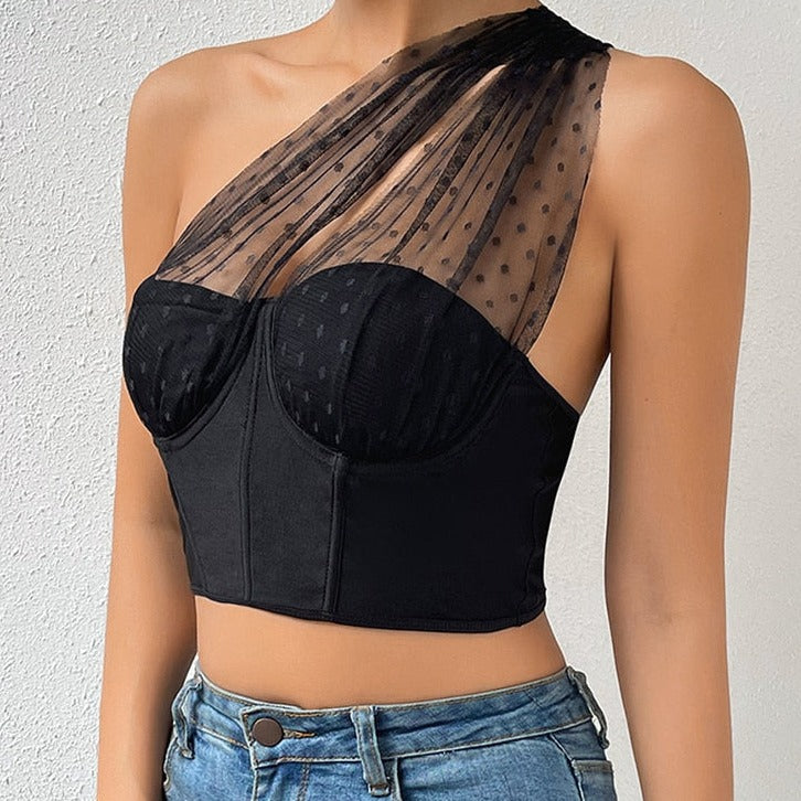 Drapert svart bustier