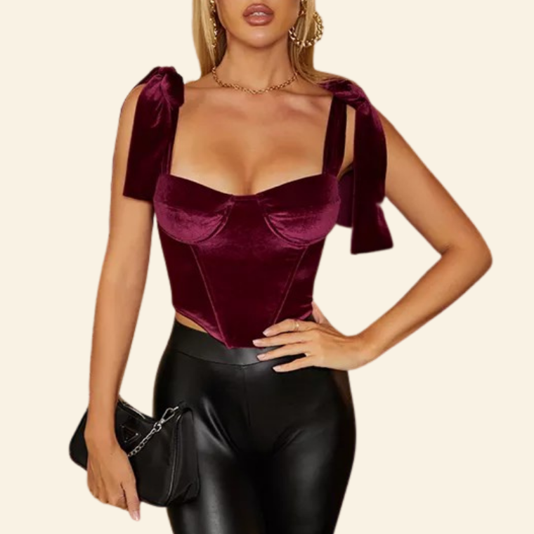 Violetti Sametti Bustier Korsetti Topi