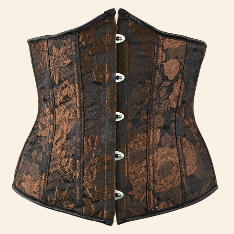 Underbust blomsterkorsett brun