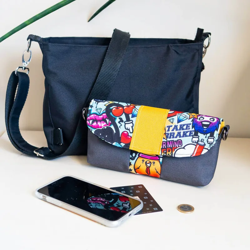 3er-Set aus 3 Clutch-Taschen und einer Geldbörse – Safran