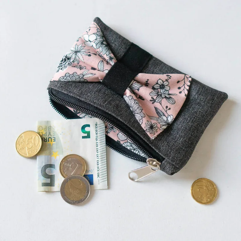 Täschchen und Geldbörse mit Schleife, 2 Größen – Johannisbeere