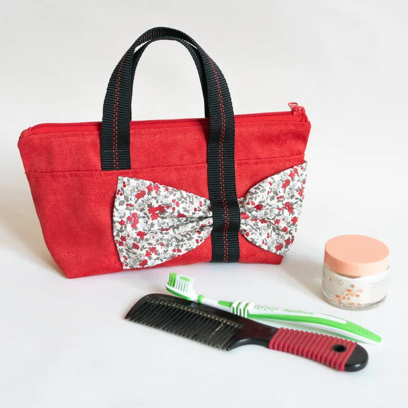 Einkaufstasche, Kosmetiktasche mit Schleife, 3 Größen – Groseille