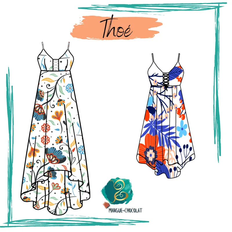 PDF-Schnittmuster für das lange Sommerkleid „Thoé“ in den Größen 36 bis 50