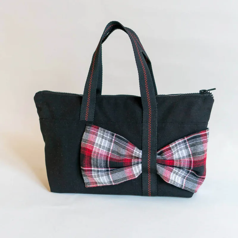 Einkaufstasche, Kosmetiktasche mit Schleife, 3 Größen – Groseille