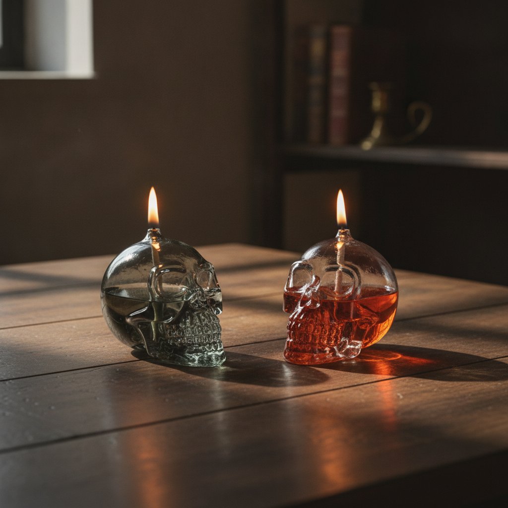 Lámpara de aceite con forma de calavera