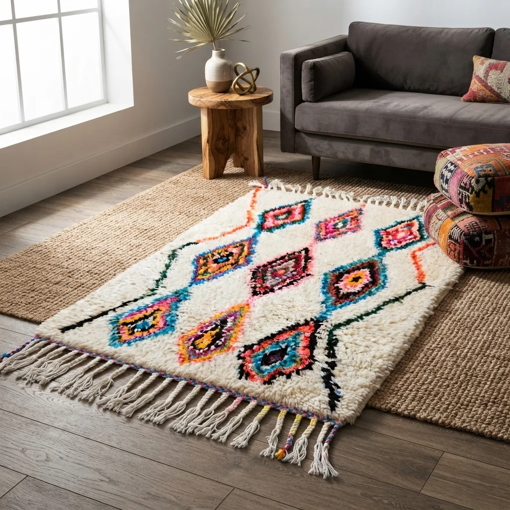 Värikäs Azilal-berberimatto 1,20m x 0,84m Värikäs Azilal-berberimatto 1,20m x 0,84m
