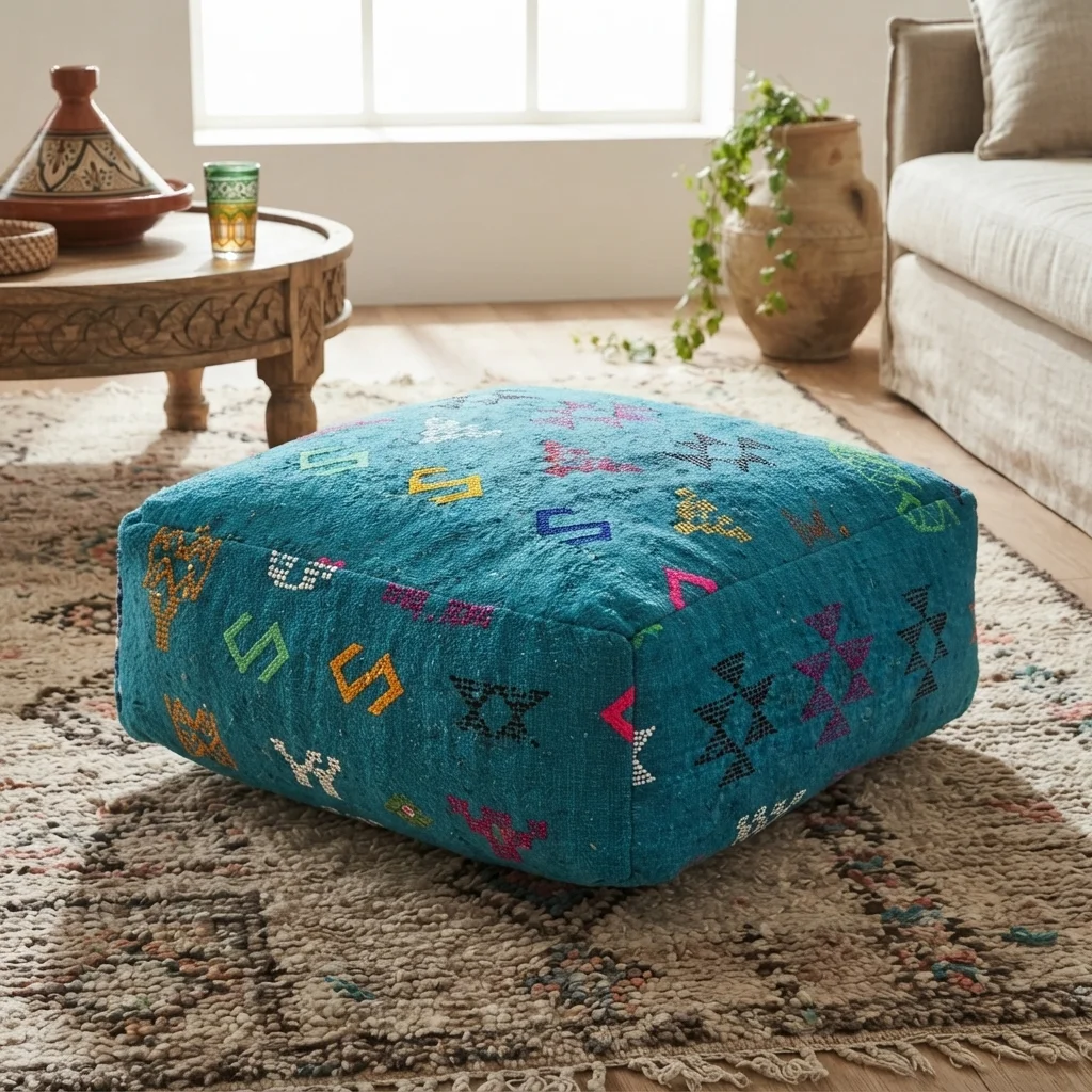 Turkoosi kilim-pouf Turkoosi kilim-pouf