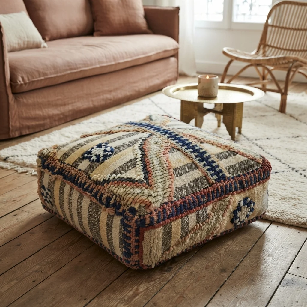 Vintage-kilim-puffi 60 cm × 60 cm × 20 cm Vintage-kilim-puffi 60 cm × 60 cm × 20 cm