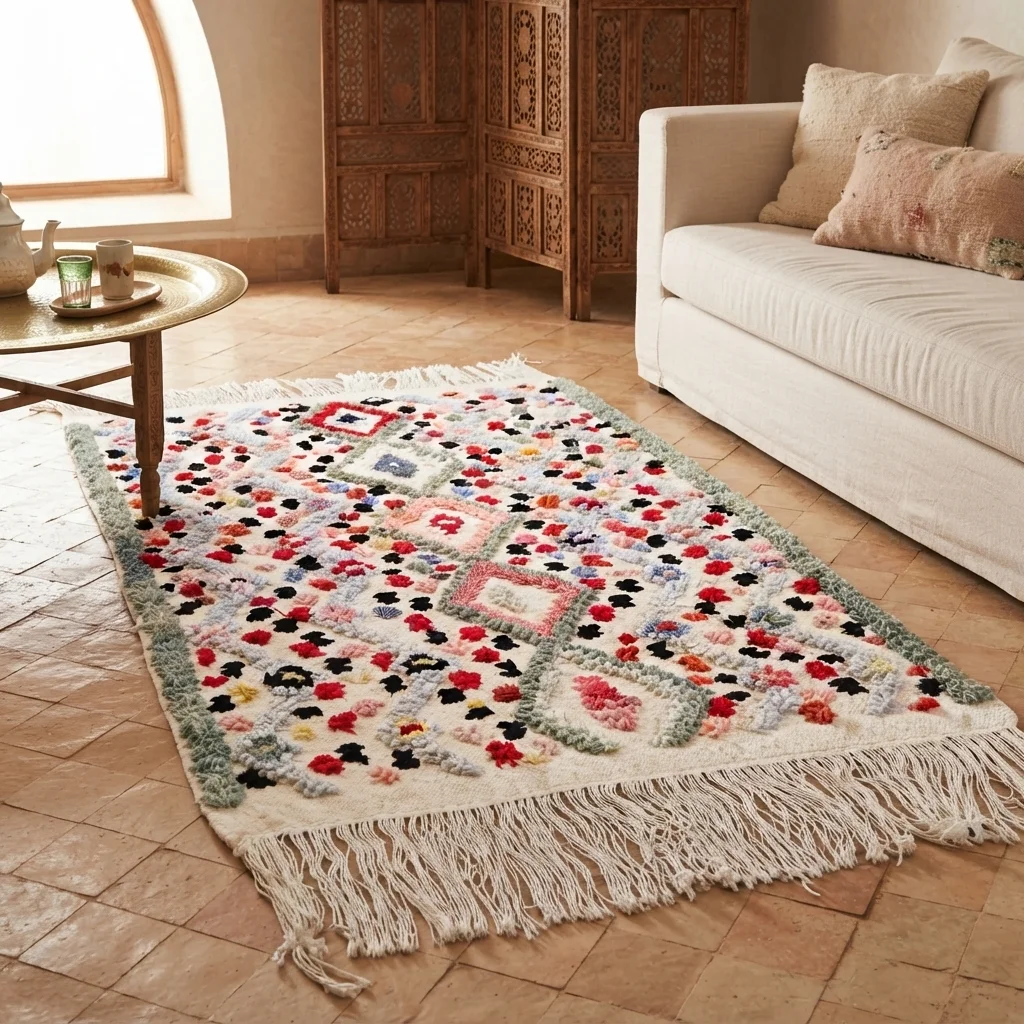 Berberimatto – Boucherouite Uusi 1.47m x 0.92m Azilal-design