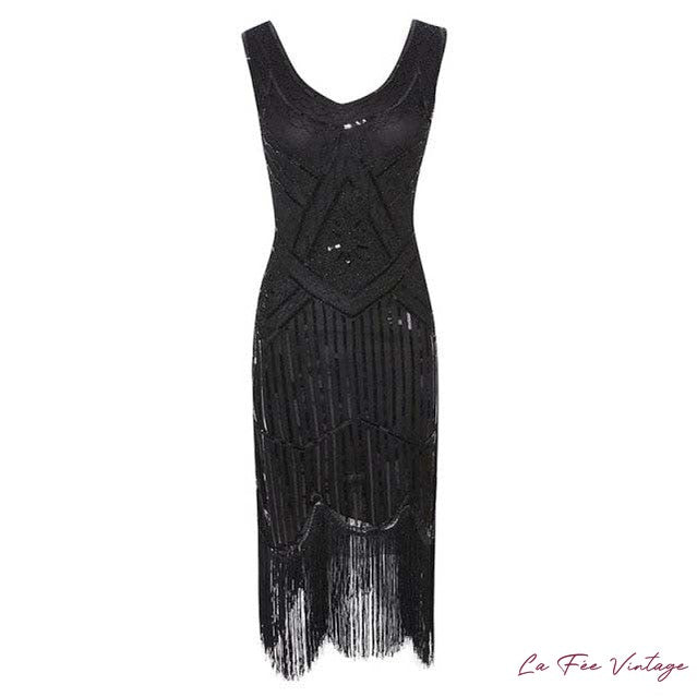 Rochie gatsby negru și auriu