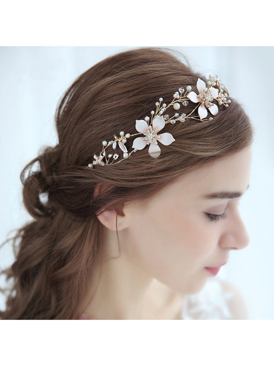 Elegante accessorio per capelli in strass con fiori dorati