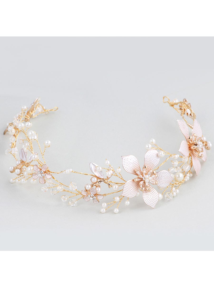 Elegante accessorio per capelli in strass con fiori dorati