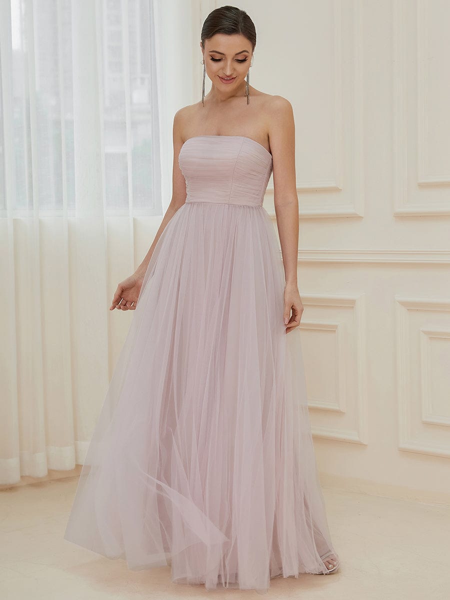 Abito da sera a-line in tulle con spacco frontale