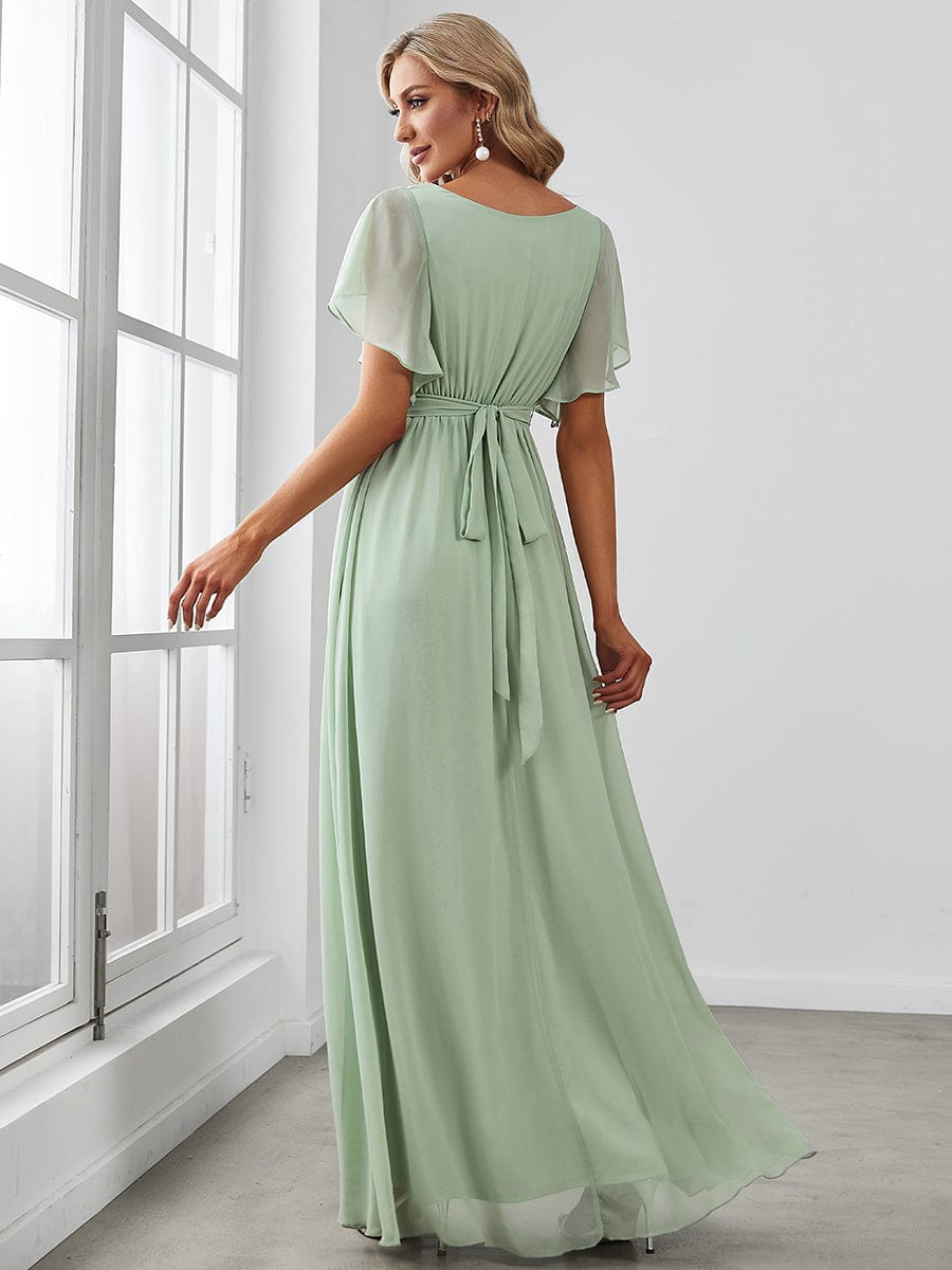 Abito da sera in chiffon con scollo a V di dimensioni personalizzate