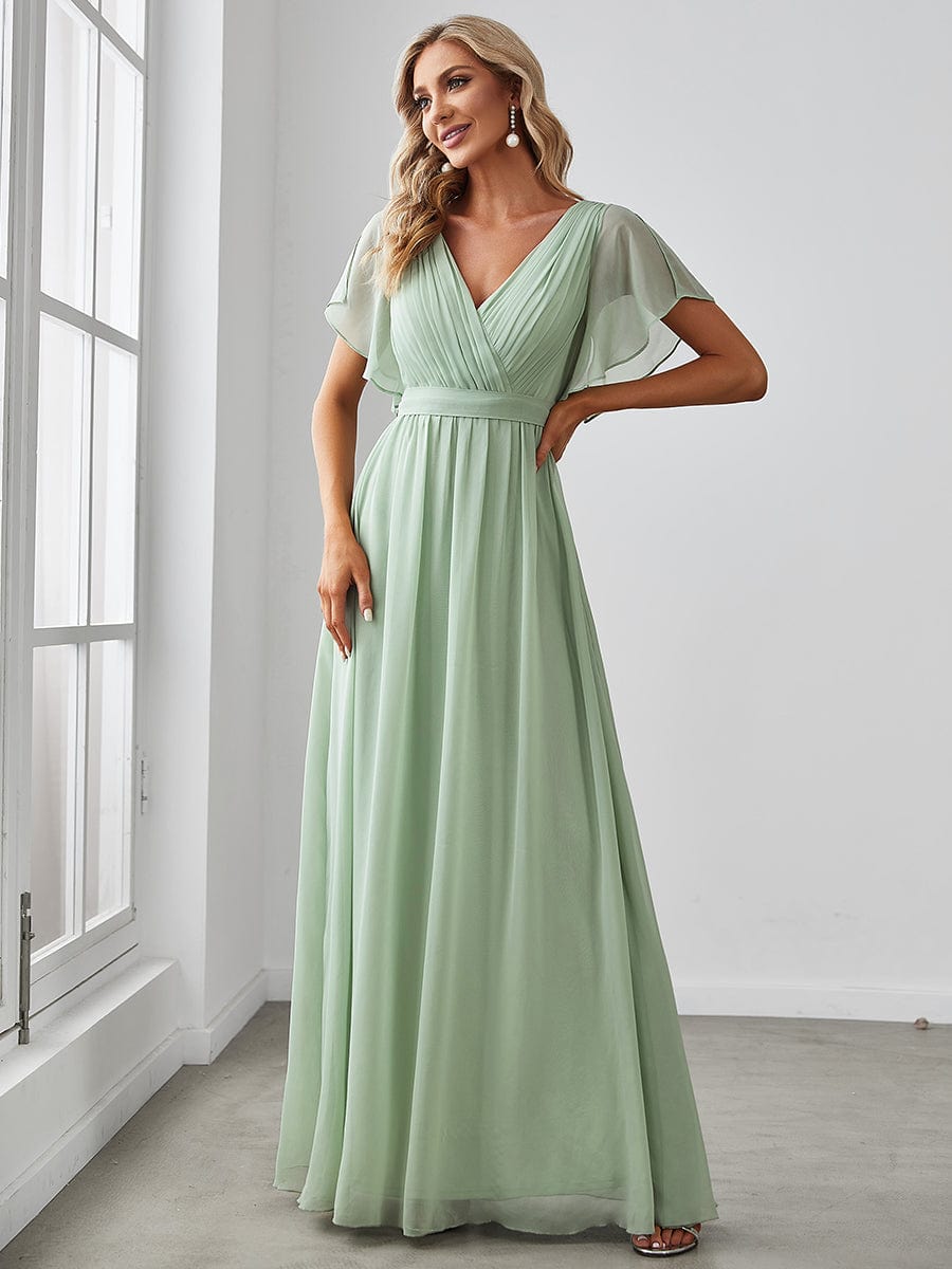 Abito da sera in chiffon con scollo a V di dimensioni personalizzate