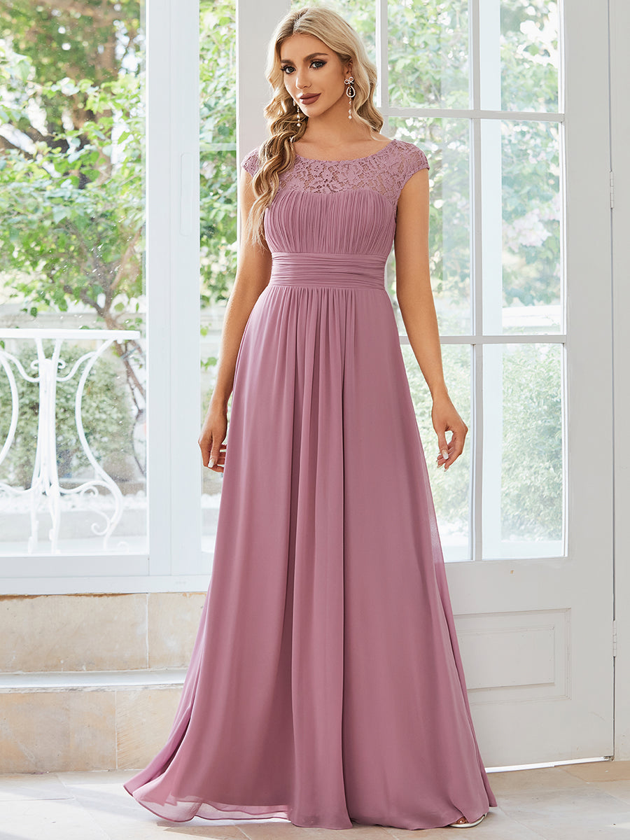 Abito da sera elegante in chiffon Maniche in pizzo