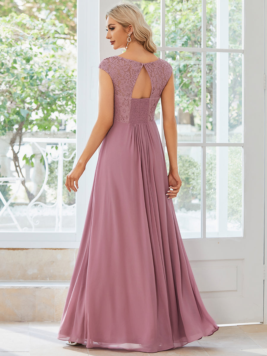 Abito da sera elegante in chiffon Maniche in pizzo