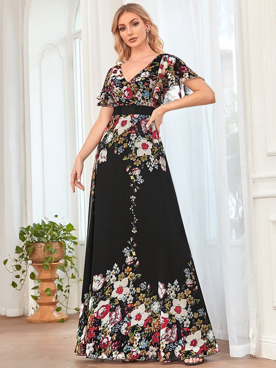 Abito da sera lungo in chiffon di seta in stile bohémien chic