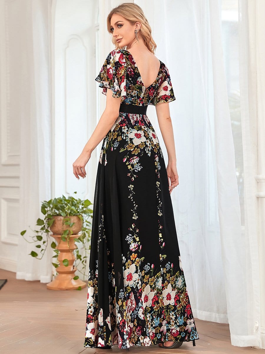 Abito da sera lungo in chiffon di seta in stile bohémien chic