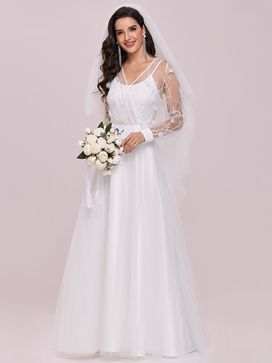 Abito da sposa romantico in tulle con decorazione in pizzo