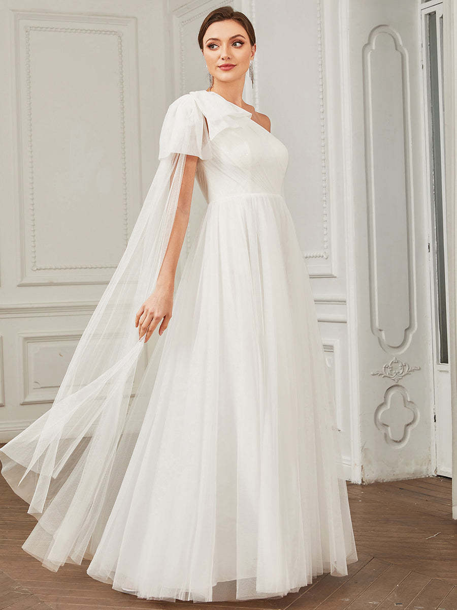 Abito da sposa asimmetrico in tulle Maniche in vita