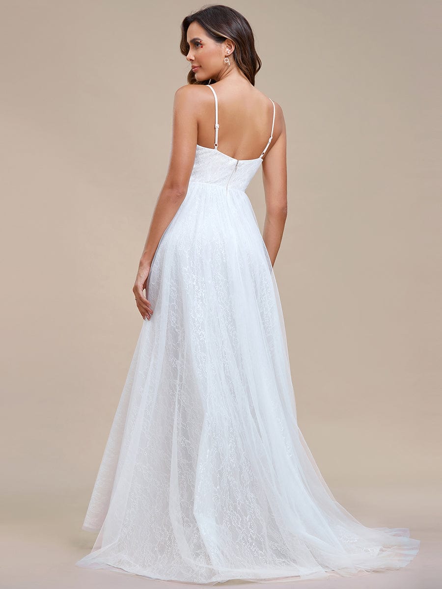 Abito da sposa A-line senza maniche con scollo a V