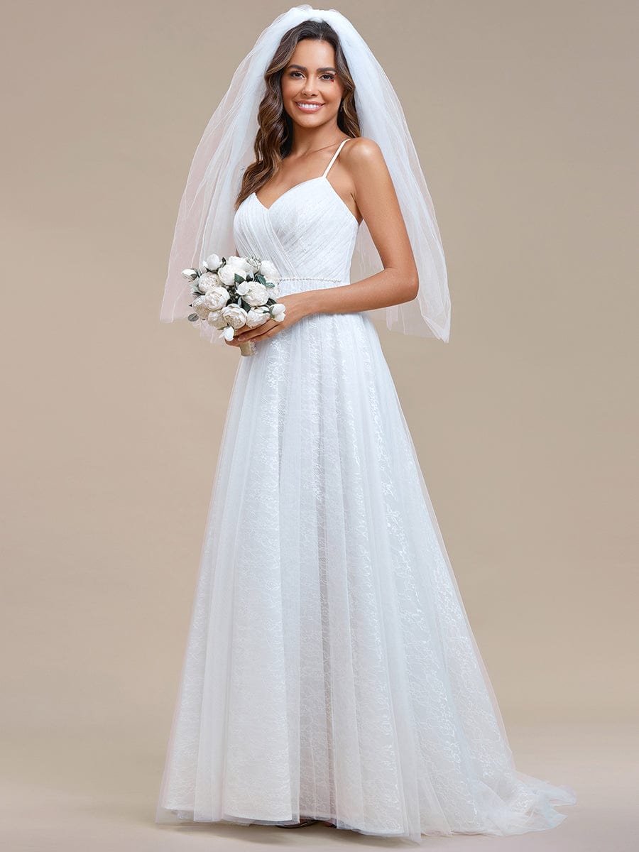 Abito da sposa A-line senza maniche con scollo a V