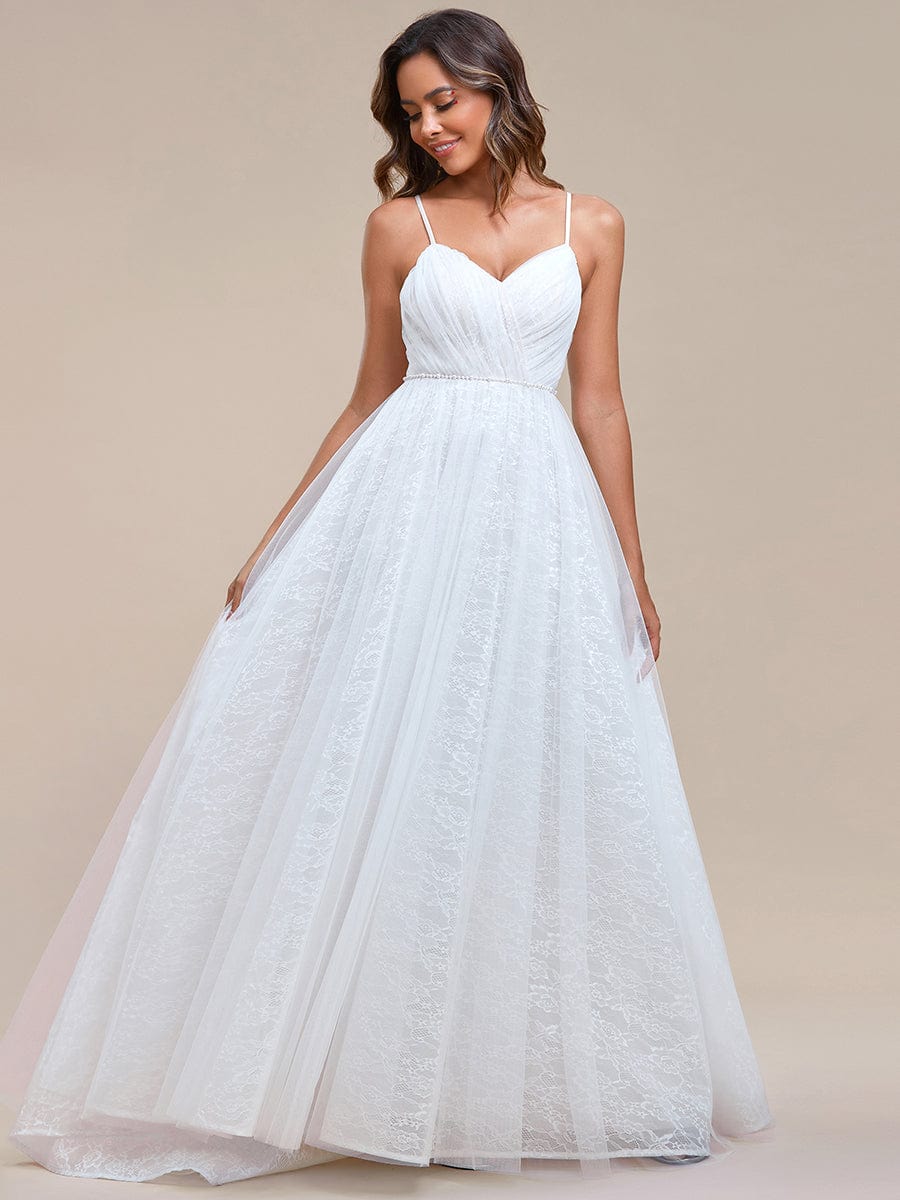 Abito da sposa A-line senza maniche con scollo a V