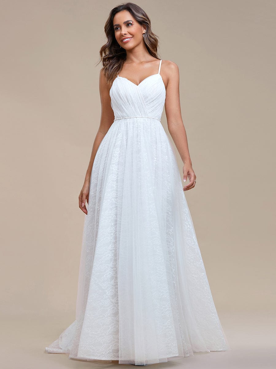 Abito da sposa A-line senza maniche con scollo a V