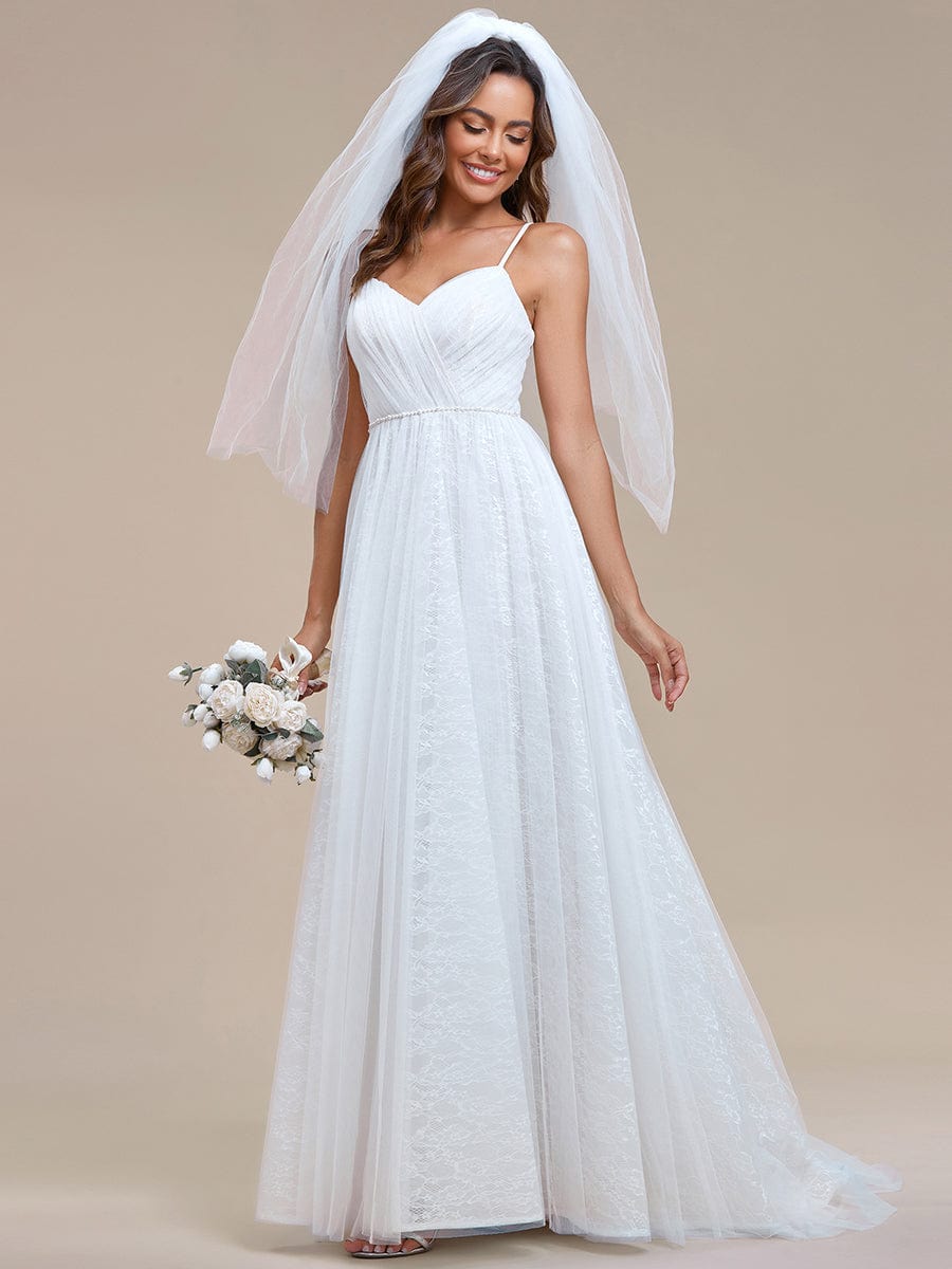 Abito da sposa A-line senza maniche con scollo a V