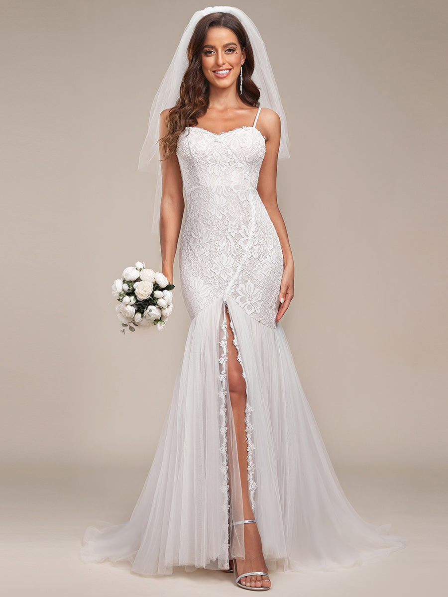 Abito da sposa a sirena con spalline e cuore