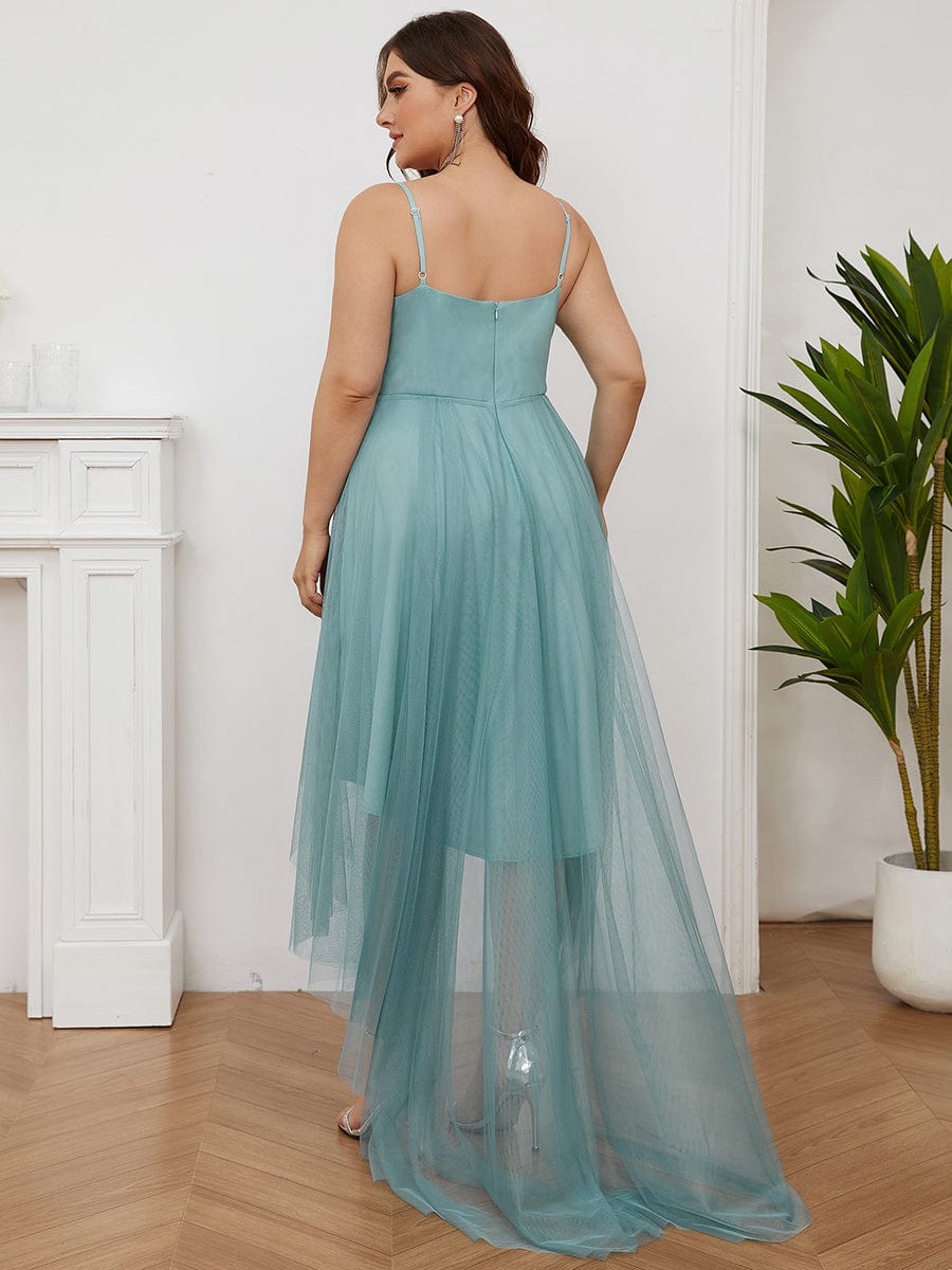 Elegante abito da ballo plus size in tulle con cintura di perline