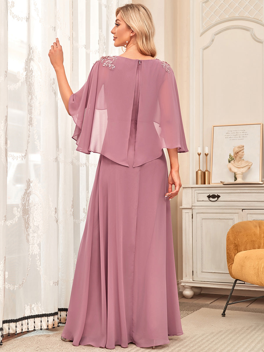 Elegante abito da damigella in chiffon con scollo a V