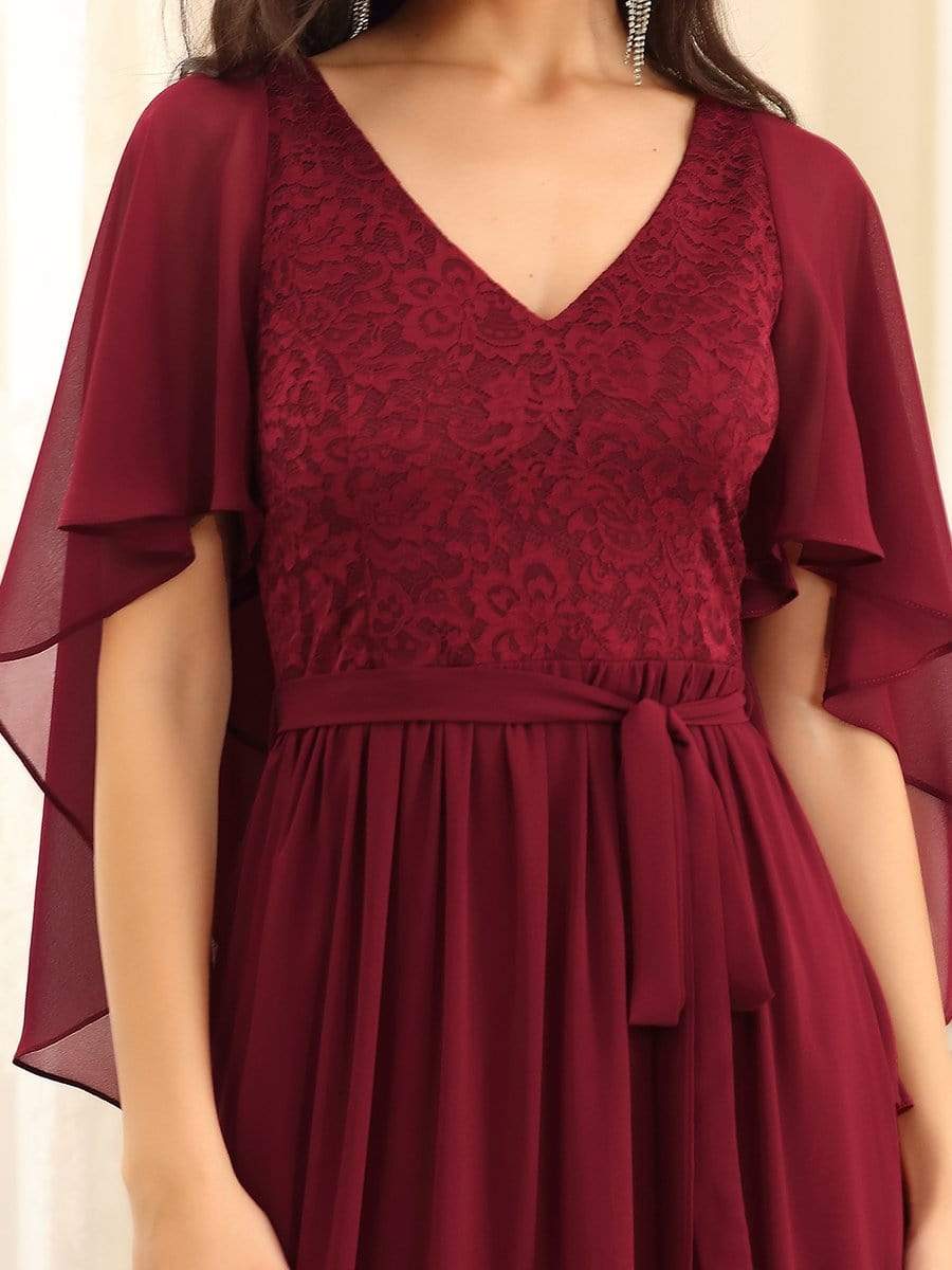 Taglia personalizzata Elegante abito da sera in chiffon con profondo scollo a V