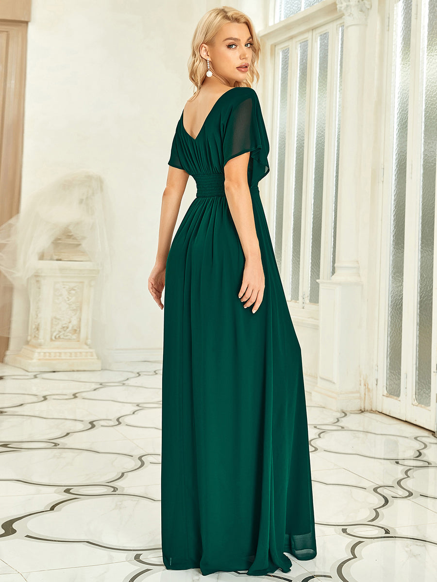 Maxi abito da sera da donna in chiffon a vita impero