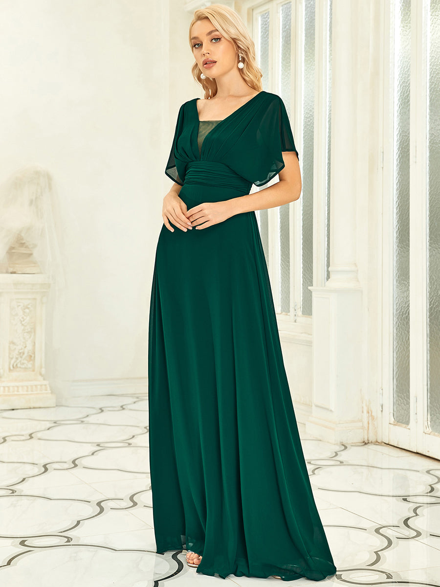 Maxi abito da sera da donna in chiffon a vita impero