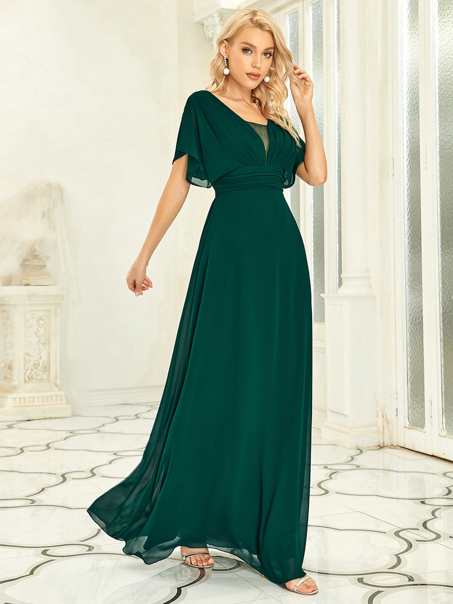 Maxi abito da sera da donna in chiffon a vita impero