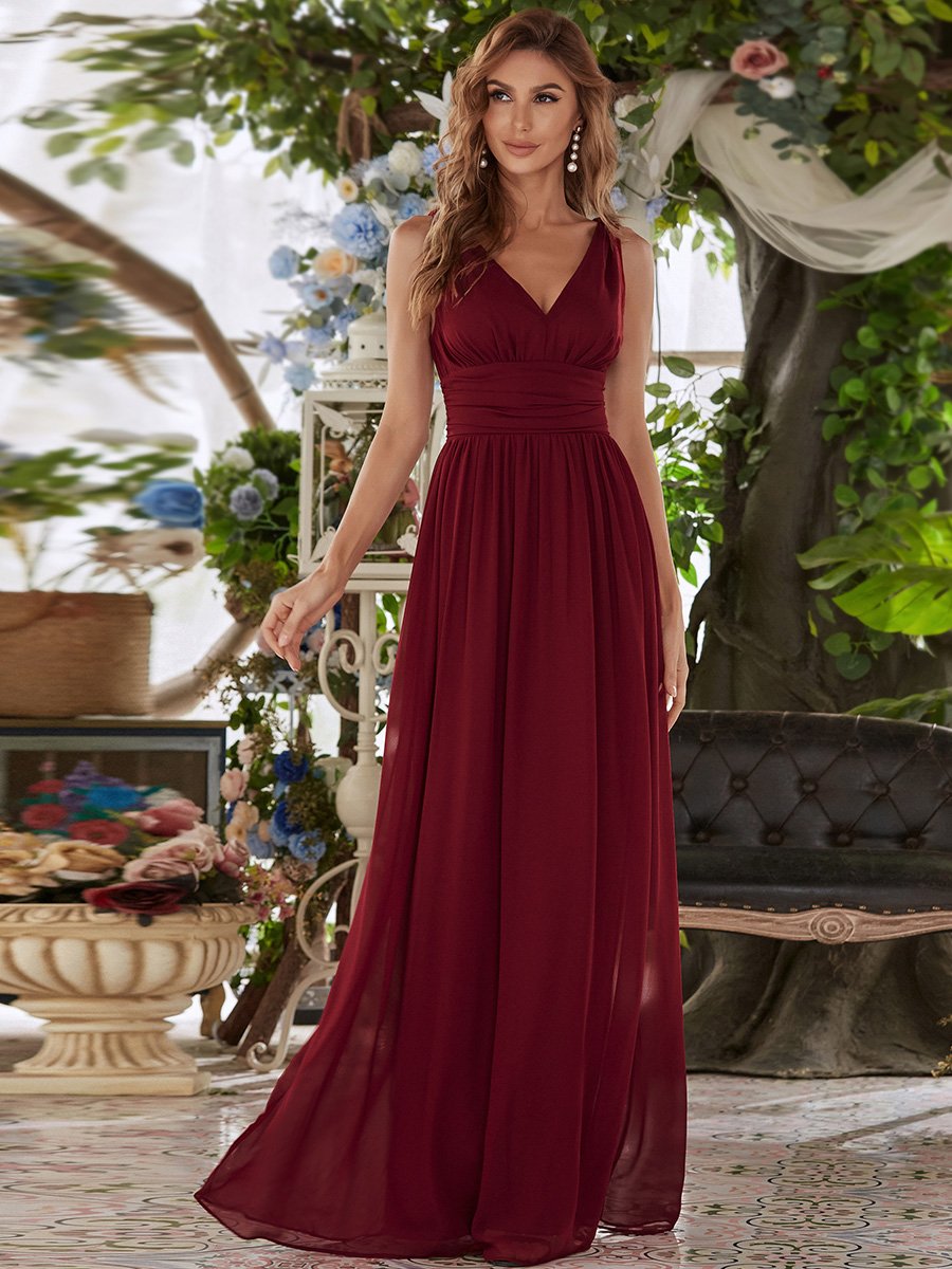 Elegant V-hals brudepikekjole A Line Boho Long Woman