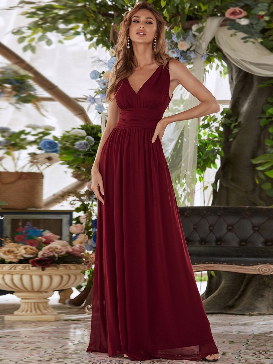 Elegant V-hals brudepikekjole A Line Boho Long Woman